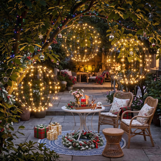 Esferas Natalinas Dobráveis com LED – Kit com 3 Peças